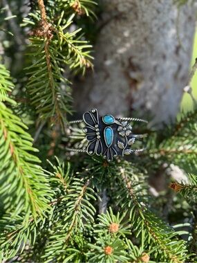 Sterling Silver Turquoise Butterfly Cuff Bracelet